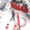 Γούρι Χριστουγεννιάτικο κορδόνι πράσσινο με ξύλινη κουκουβάγια χάντρα λάβας κρυστάλλινη χάντρα και επιχρυσωμένο 18 και πέταλο